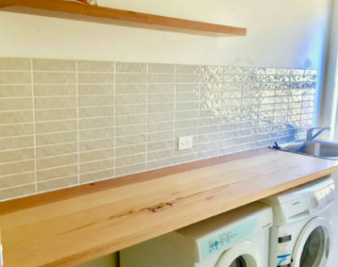 Recycled Messmate Laundry Benchtop and Shelf in Ocean Grove